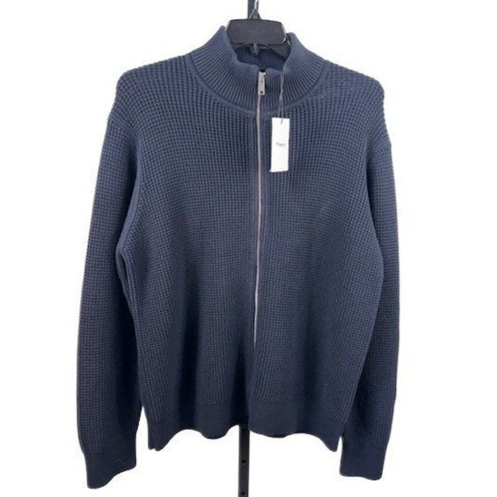 Theory Cashton 2 Sweater Men's XL Navy Blue Baltic Force Full Zip Cashmere Blend